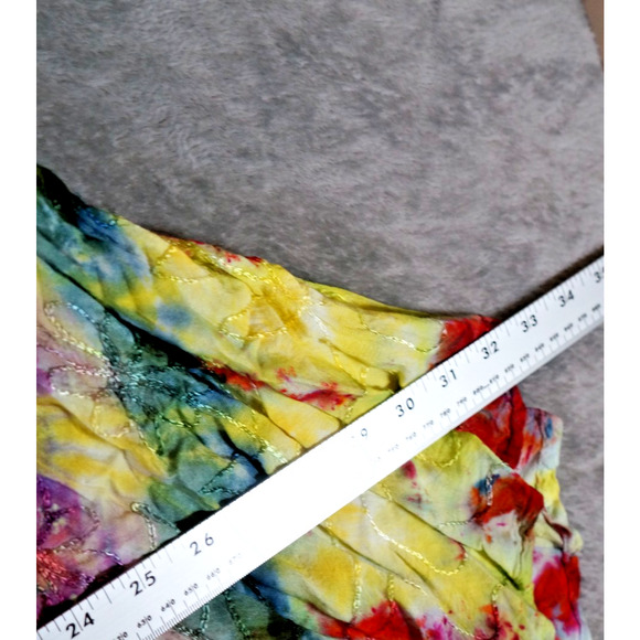 S.R. Fashion Free Size Rayon Sundress Embroidered Tie-Dye Rainbow Swirl Boho Ind - Picture 9 of 13